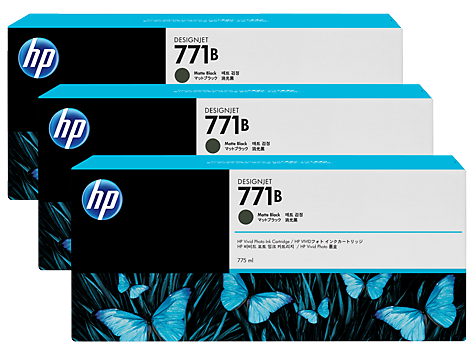 Genuine Original HP 771B 3 pack 775ml Matte Black DesignJet Ink Cartridges (B6Y23A)