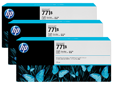 Genuine Original HP 771B 3 pack 775ml Photo Black DesignJet Ink Cartridges (B6Y29A)