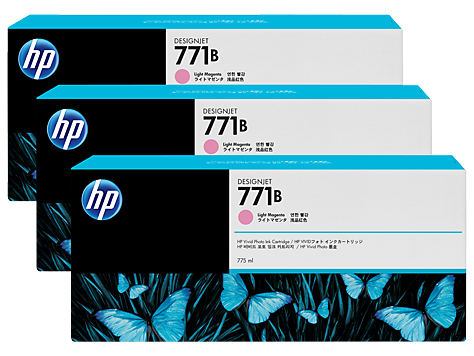Genuine Original HP 771B 3 pack 775ml Light Magenta DesignJet Ink Cartridges (B6Y27A)